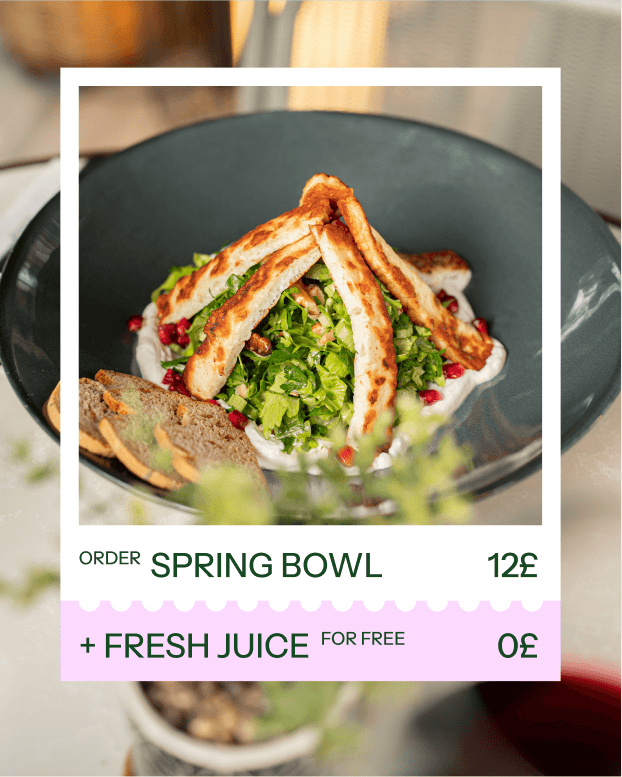 A restaurant menu template showing a spring bowl special