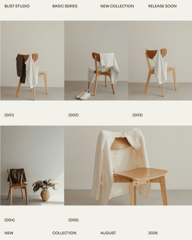A fashion template announcing a new furniture collection