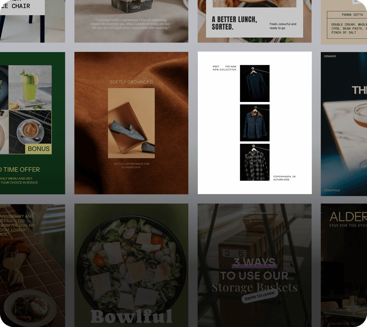 A grid of professionally designed Instagram post templates