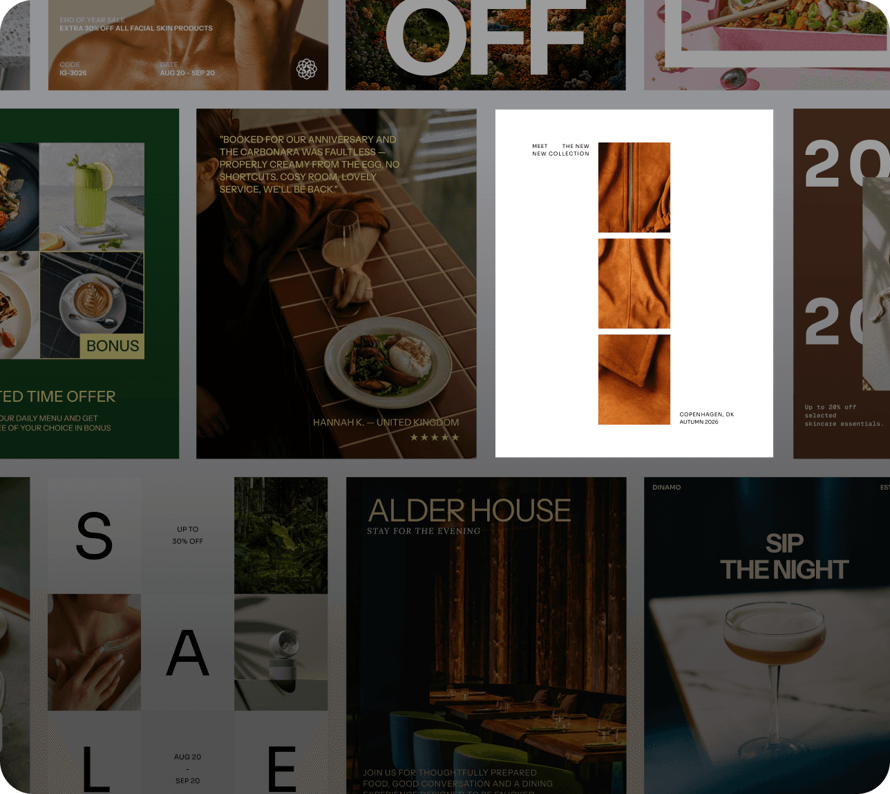 A grid of professionally designed Instagram post templates