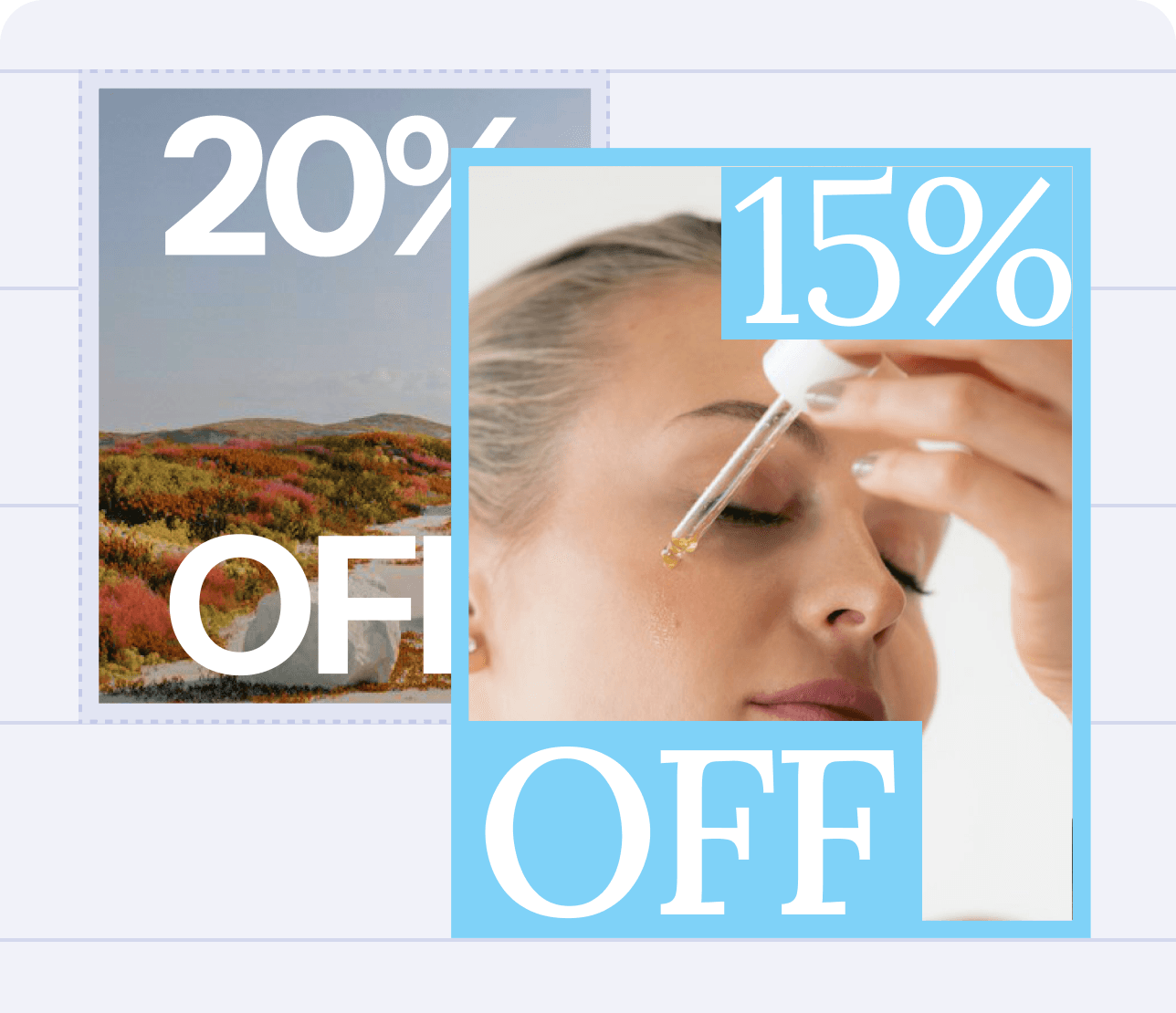 A discount template being turned into a finished promotional post