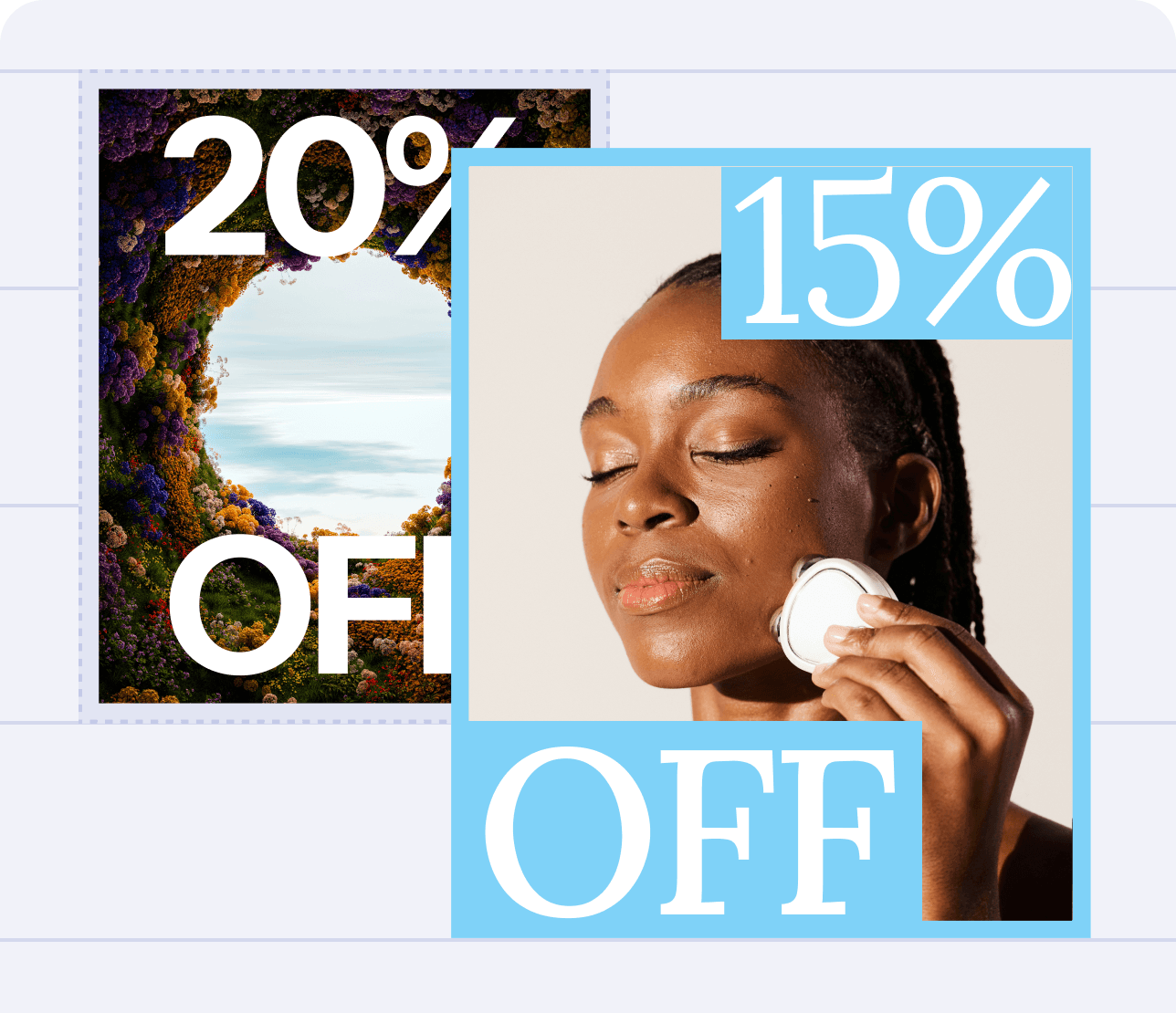 A discount template being turned into a finished promotional post